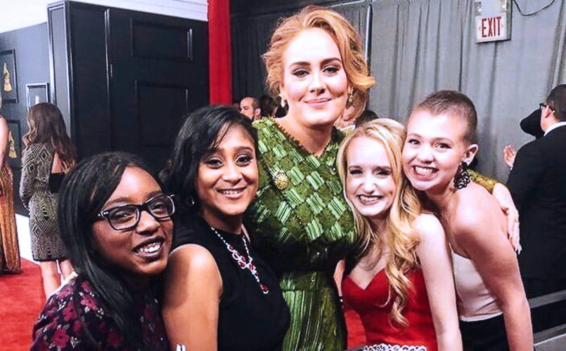 Jane and her friends pose with Adele