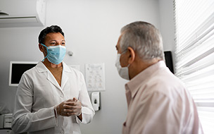 Older male patient in a consult with his urologist