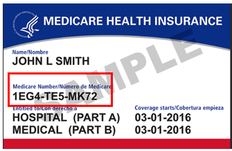 Example Medicare insurance card