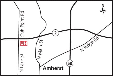 Map of UH Amherst Health Center
