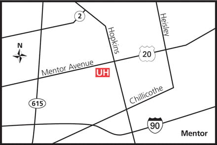 Map of UH Mentor Hopkins Health Center