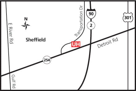 Map of UH Sheffield Health Center