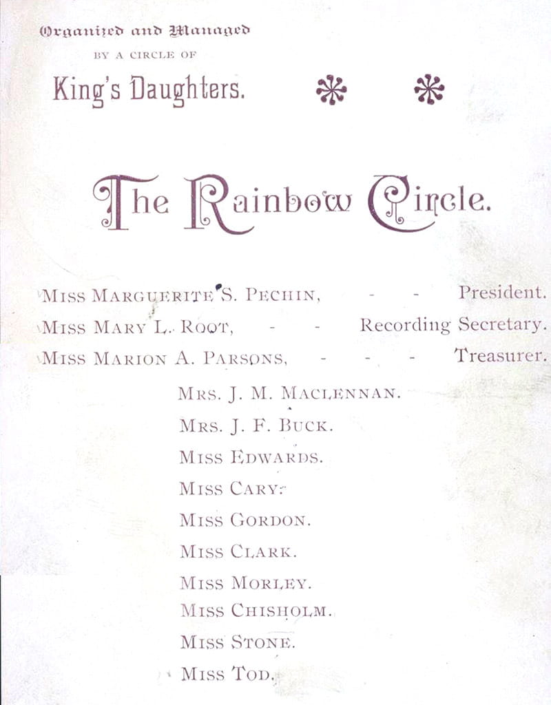 Program from a Rainbow Circle meeting circa 1887