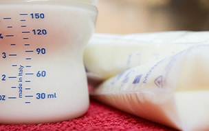 Breast milk in the bottle and storage bags