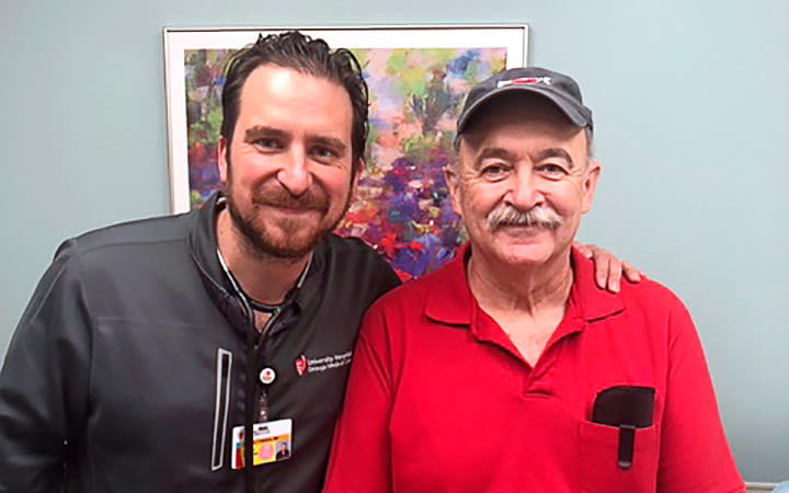 Gregory Stefano, MD with Franklin Briggs at the UH Harrington Heart & Vascular Institute at UH Geauga Medical Center