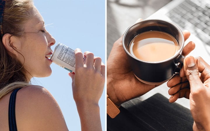 Woman-drinking-energy-drink-cup-of-coffee
