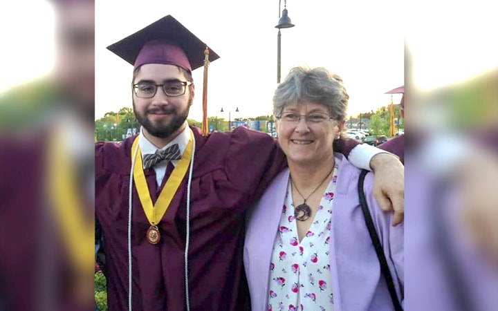 Cameron celebrates his graduation with aunt and fellow Type 1 Diabetes patient Cindy Catalano