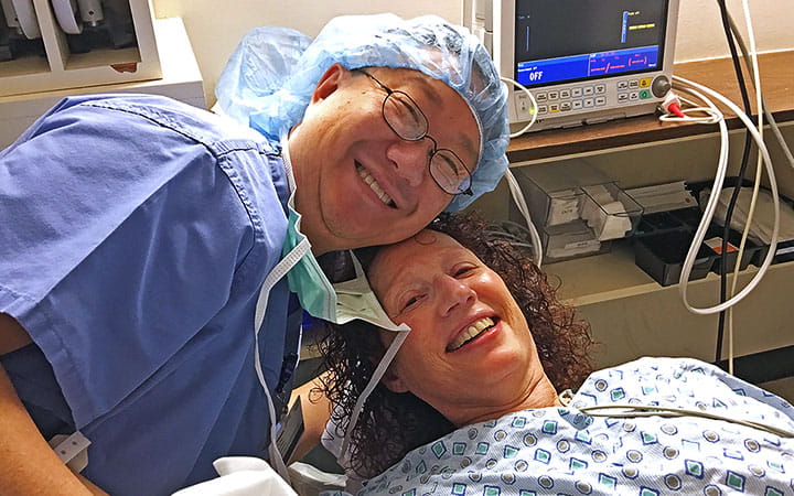 Janet Century with her surgeon Douglas Rhee, MD after surgery