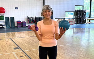 80-year-old aerobics instructor Rosie Daniels in the gym