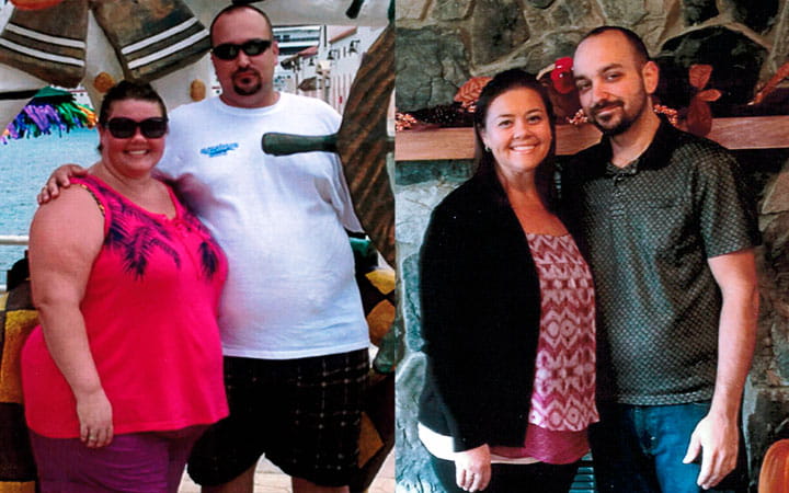 Jessica and John Griffin, before and after bariatric surgery