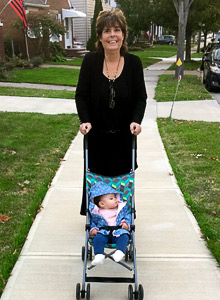 Charlene Hall pushing her granddaughter’s stroller