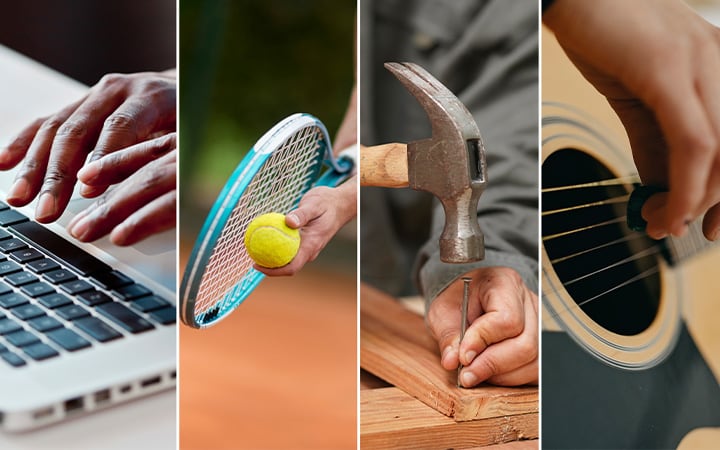 A collage of activities related to repetitive stress injuries