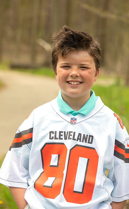 PJ wearing his Cleveland Browns jersey