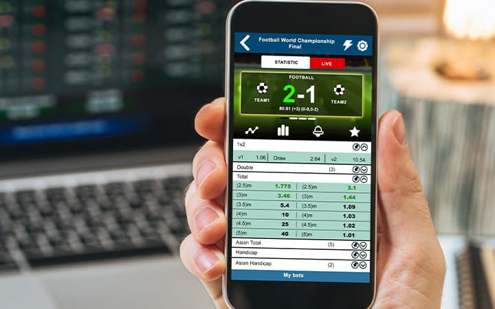 A phone screen displaying a sports betting app