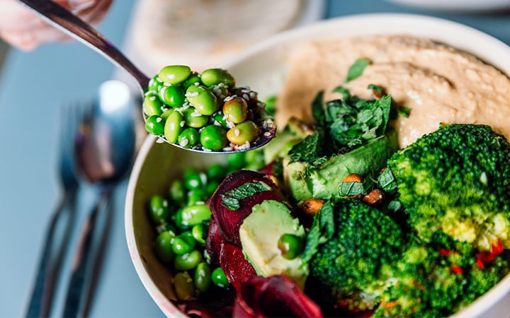 Vegetarian bowl with broccoli