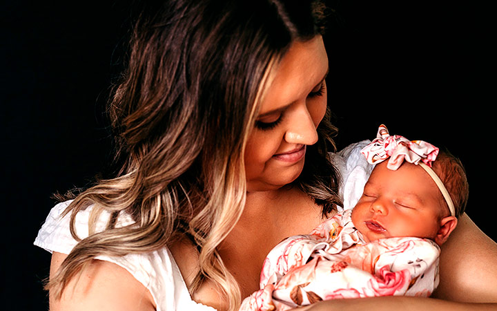 Kaylin Zele and baby