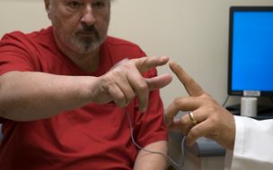 Older man undergoing Deep Brain Stimulation tests
