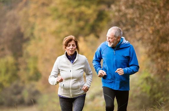 older couple jogging together