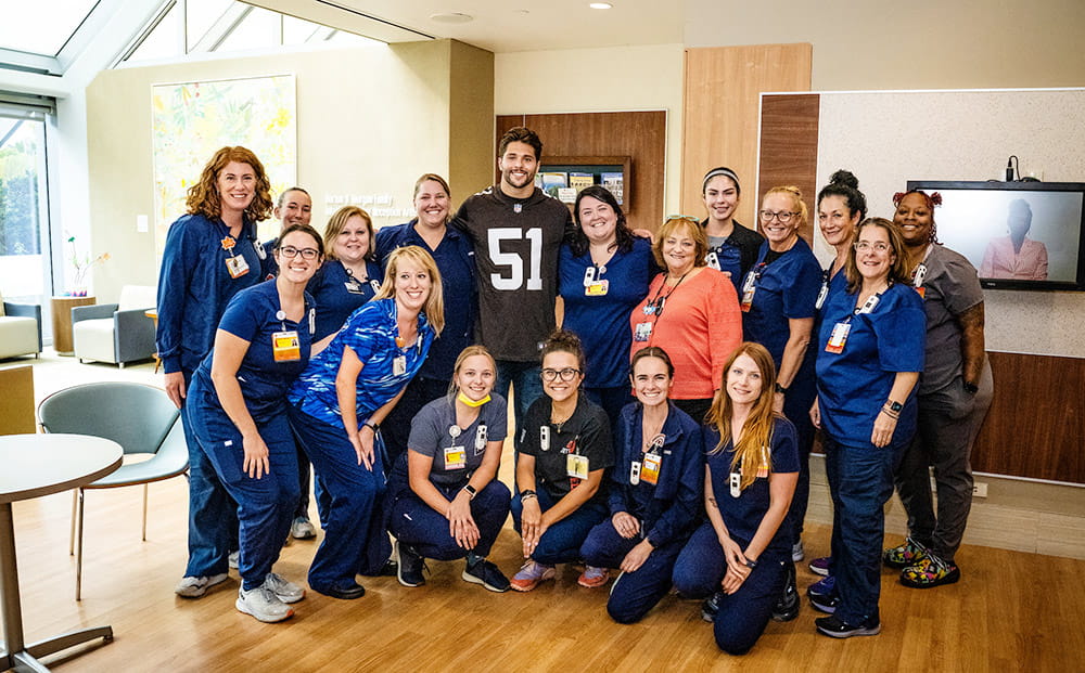 As part of Browns Give Back’s continued support of the NFL Crucial Catch campaign, the Browns visited University Hospitals Rainbow Babies & Children’s Hospital patients on September 26, 2023
