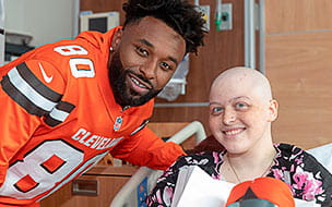 Browns player Jarvis Landry visits University Hospitals patients