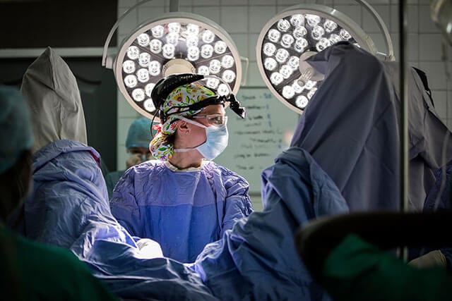 Rachel Pope, MD in Malawi operating room