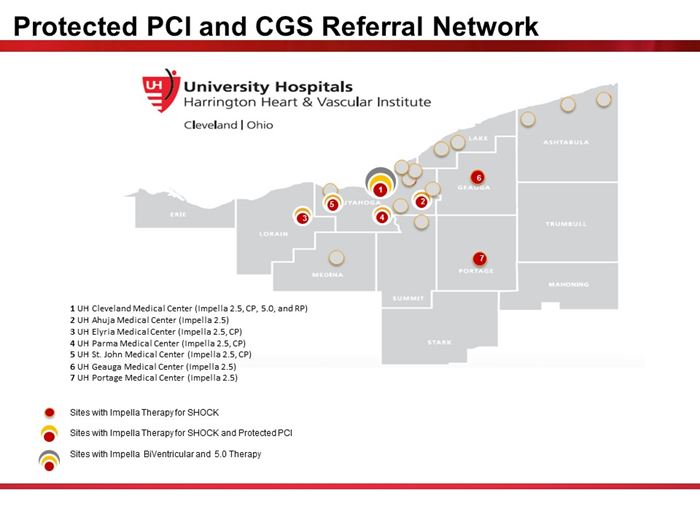 Locations map of the Protected PCI and CGS Referral Network