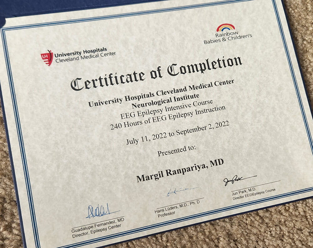 EEG/Epilepsy Course Certificate of Completion