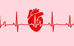 Illustration of a heart and heart beat for national atrial fibrillation awareness month observed in September