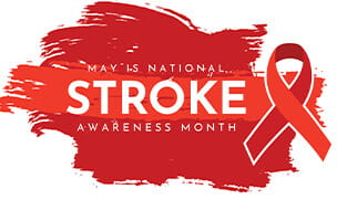 Illustration of Stroke Awareness Month with red ribbon