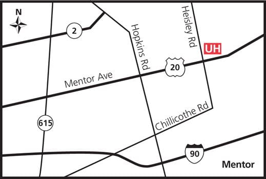 Map of UH Mentor Health Center 9485 Mentor Avenue