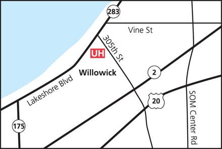 Map Graphic of UH Willowick Health Center at 29804 Lakeshore Boulevard