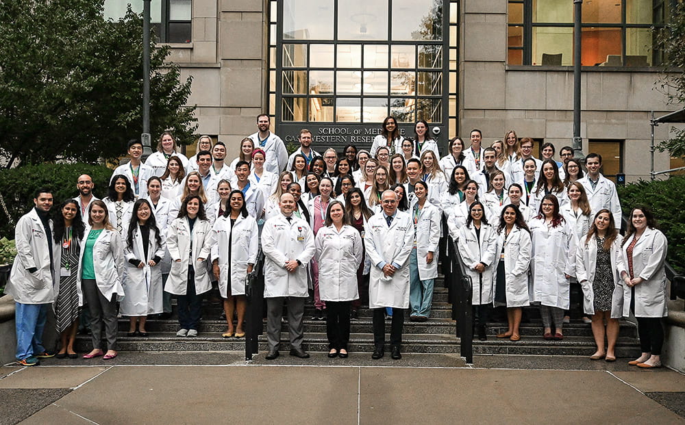 2021-2022 House Staff pictured outside Case Western Reserve University School of Medicine