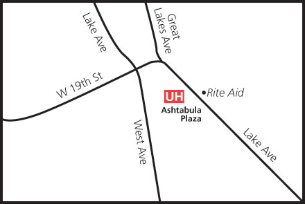 Map of UH Ashtabula Health Center