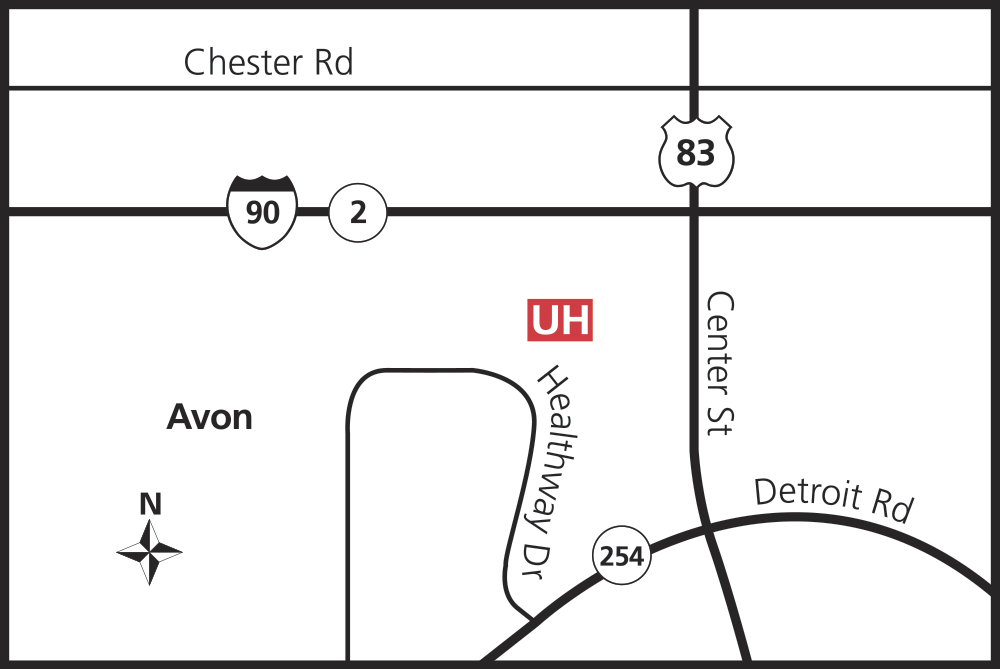Map of UH Avon Health Center