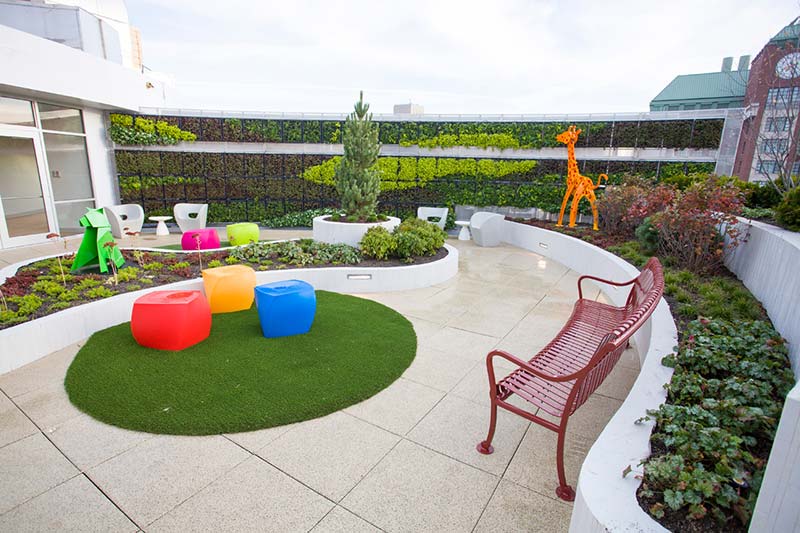 Rainbow Babies & Children’s Hospital Angies' Garden rooftop seating