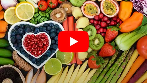 A display of heart-healthy fruits and vegetables