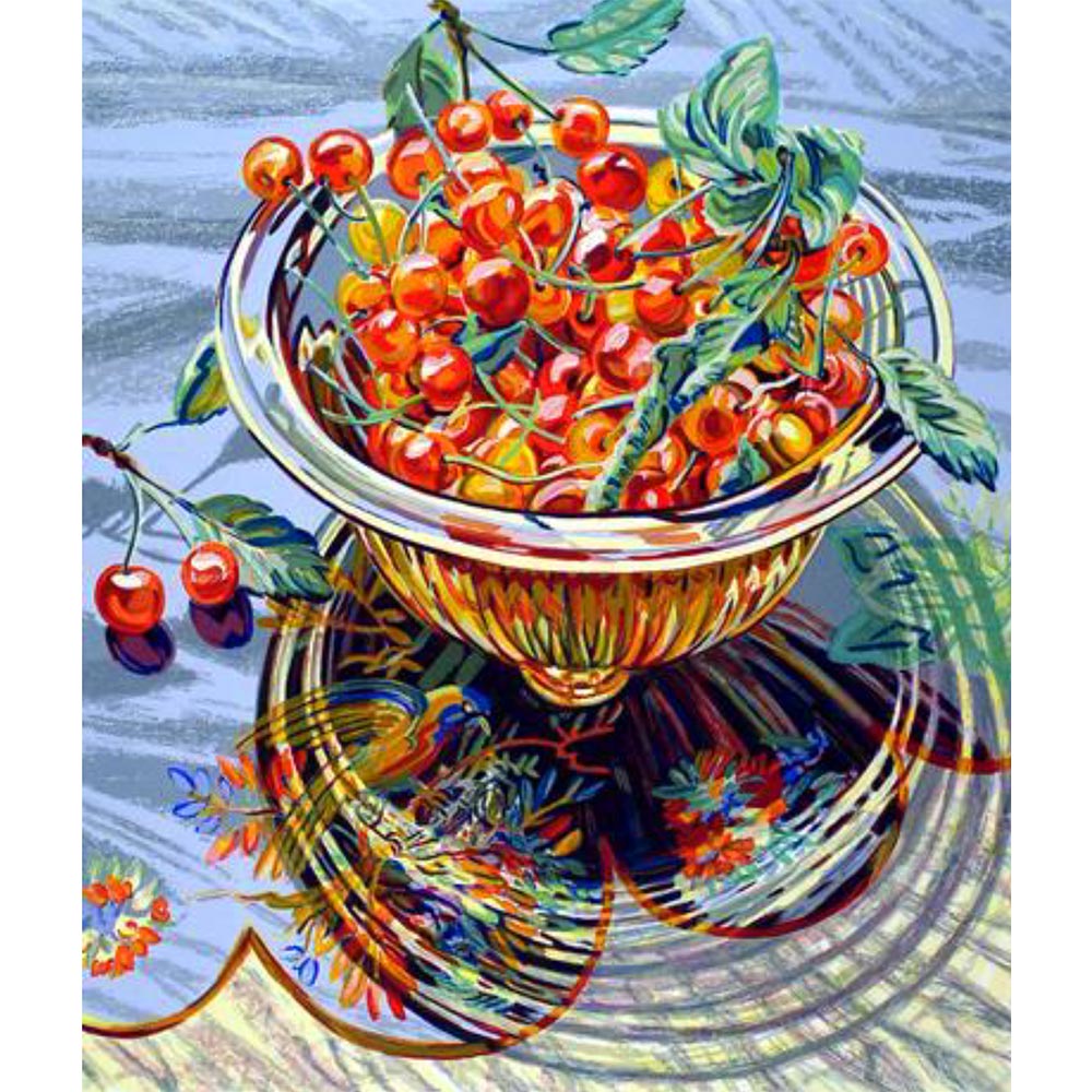 Janet Fish, Cherises, screenprint on paper, 1992, on display at UH Cleveland Medical Center