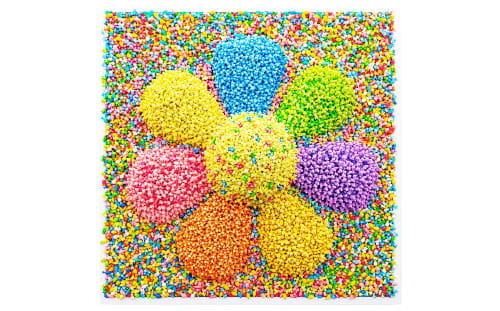 Pablo Dona, Flower, assembled pencil erasers, 2020