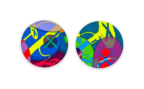KAWS, The News #1 and #6, silkscreen on paper, 2018