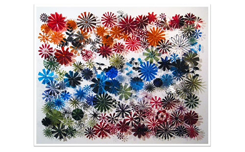 Julia Barello, Swale I, MRI and dyed X-Ray film and steel pins, 2010