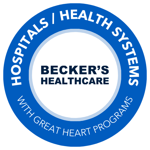 Recognized by Becker’s Healthcare as one of the hospitals or health systems with great heart programs