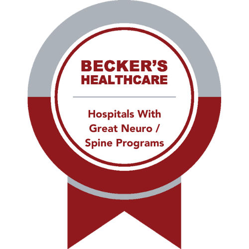 Recognized by Becker’s Healthcare as one of its hospitals with great neuro/spine programs