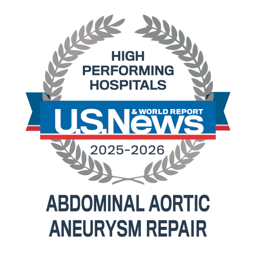 University Hospitals Cleveland Medical Center was rated High-Performing in Abdominal Aortic Aneurysm Repair 2025-2026 by U.S. News & World Report
