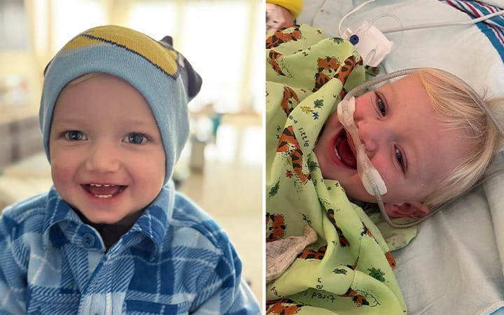 UH Rainbow heart patient Liam smiles