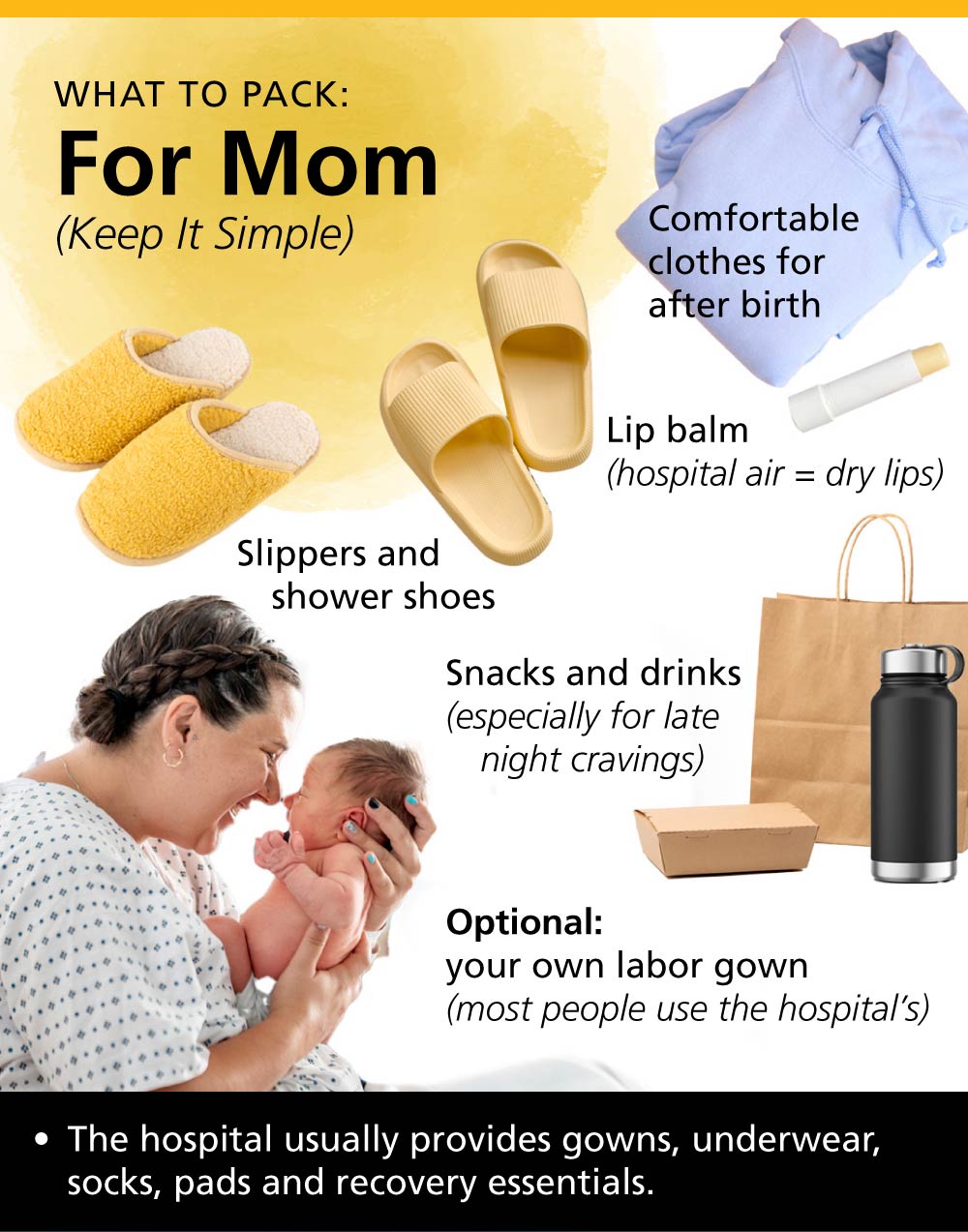 Infographic: What to Pack in Your Hospital Bag for Baby