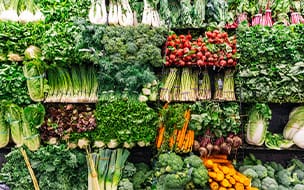 produce shelf at grocery store