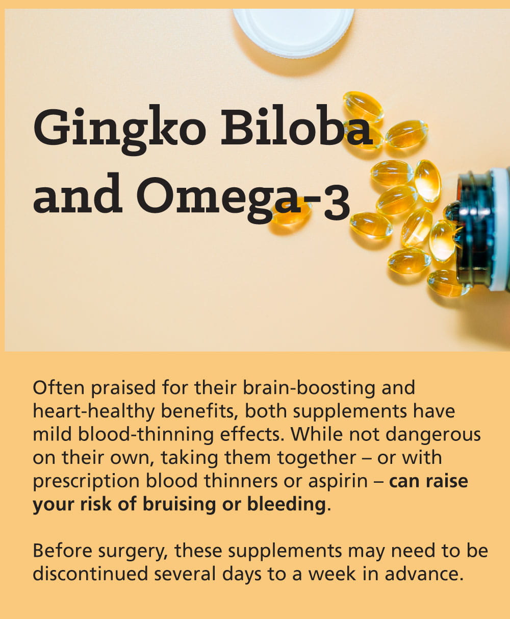 Infographic: Taking Supplements? Watch Out for These Common Interactions: Gingko Biloba and Omega-3