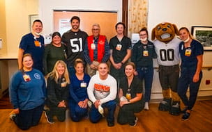 As part of Browns Give Back’s continued support of the NFL Crucial Catch campaign, the Browns visited University Hospitals Rainbow Babies & Children’s Hospital patients on September 26, 2023