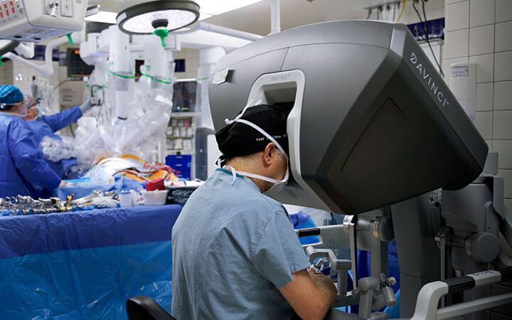 Yasiir Abu-Omar, MD during cardiac robotic surgery at UH.