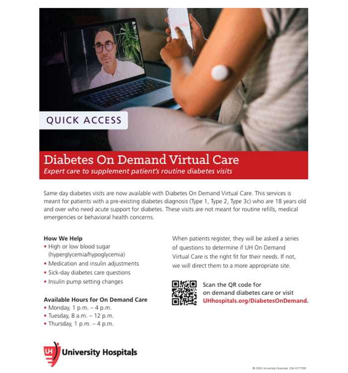 Diabetes on Demand Virtual Care promotion flyer